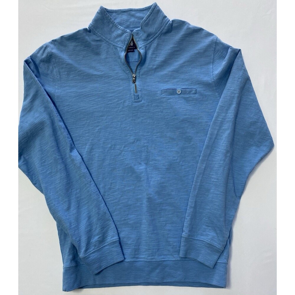 Johnnie O Sweater Mens Medium Laguna Blue Sully Quarter Zip Pullover Preppy Surf